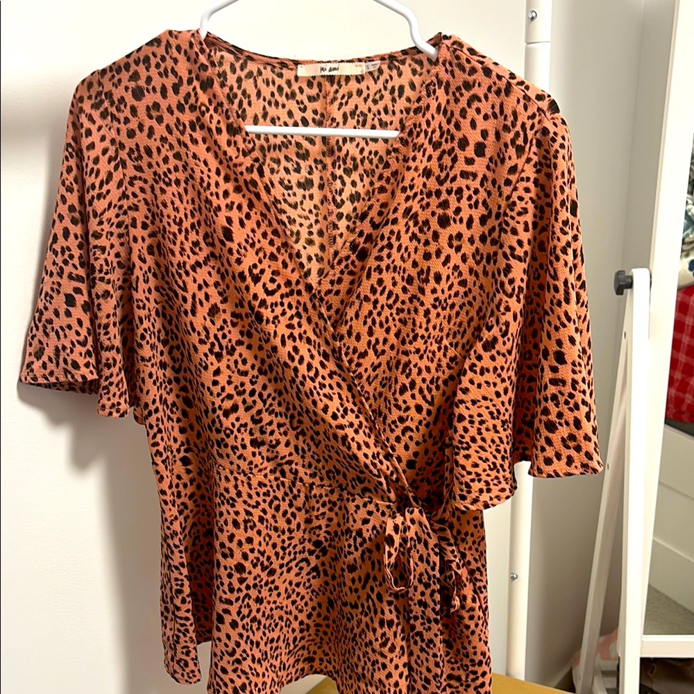 Leopard Print Wrap Top